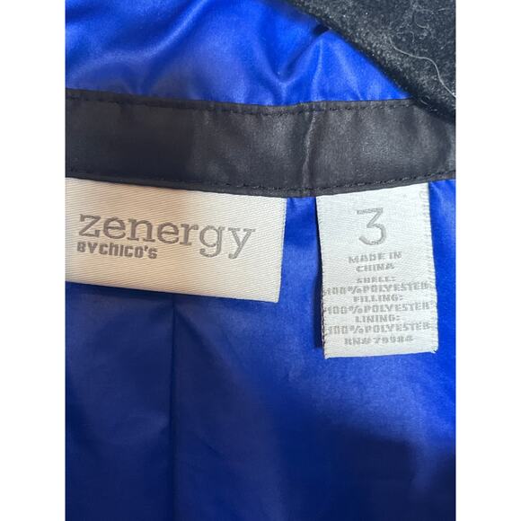 Chicos Zenergy Blue Vest Jacket Chicos Size 3 / US XL 16 Ruched Waist Full Zip - Picture 4 of 7